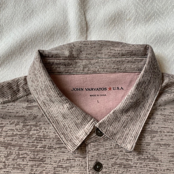 COPY - John Varvatos Polo Shirt, Size L, Light Pink/Taupe - Picture 4 of 8